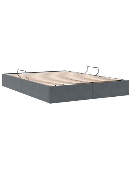 Letto con Contenitore Grigio scuro 135 x 190 cm Velluto