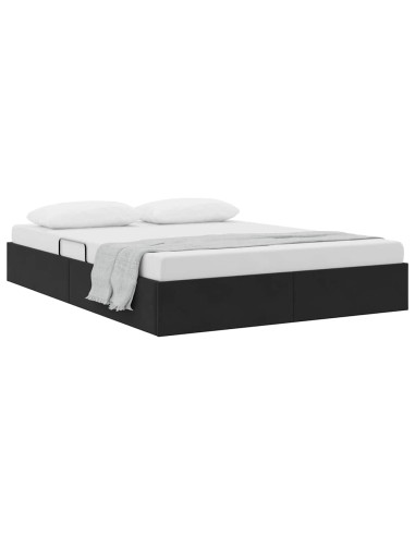 Letto con Contenitore con materasso Nero 135 x 190 cm Velluto