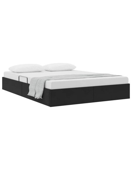 Letto con Contenitore con materasso Nero 135 x 190 cm Velluto