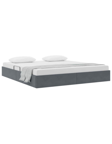 Letto con Contenitore Grigio scuro 180 x 200 cm Velluto