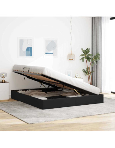 Letto con Contenitore con materasso Nero 180 x 200 cm Velluto