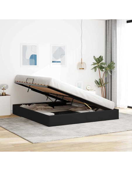 Letto con Contenitore con materasso Nero 180 x 200 cm Velluto