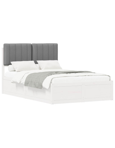 Letto con Testiera Rivestita Grigio chiaro 120 x 190 cm