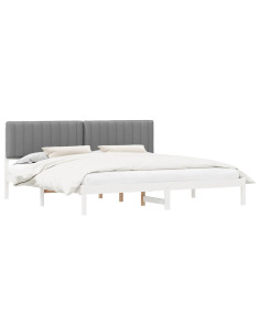 Letto con Testiera Rivestita Grigio chiaro 200 x 200 cm 2