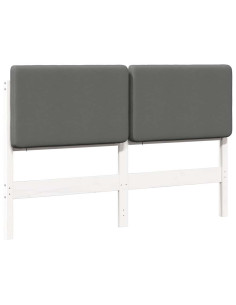 Testiera imbottita Bianco e grigio chiaro 135 cm Pino massello 2