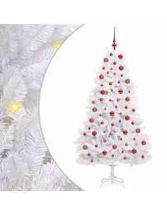 Albero di Natale Artificiale con Rami Pieghevoli Bianco 180 cm 2