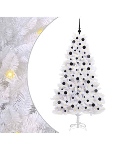 Albero di Natale Artificiale con Rami Pieghevoli Bianco 180 cm 2