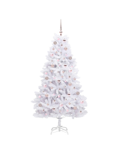 Albero di Natale Artificiale con Rami Pieghevoli Bianco 180 cm