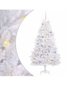 Albero di Natale Artificiale con Rami Pieghevoli Bianco 180 cm 2