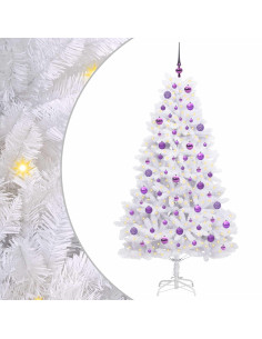 Albero di Natale Artificiale con Rami Pieghevoli Bianco 180 cm 2