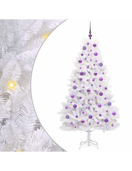 Albero di Natale Artificiale con Rami Pieghevoli Bianco 180 cm