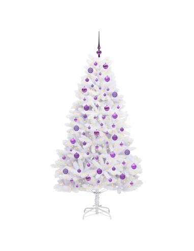 Albero di Natale Artificiale con Rami Pieghevoli Bianco 180 cm