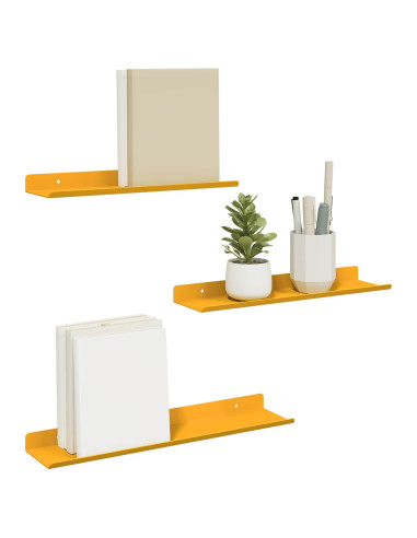 Scaffale da parete 3 pcs Giallo senape 40 x 9 x 2,5 cm
