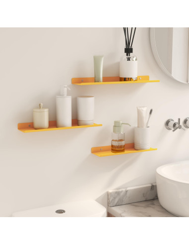 Scaffale da parete 3 pcs Giallo senape 40 x 9 x 2,5 cm