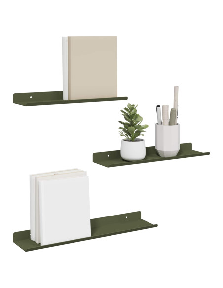 Scaffale da parete 3 pcs Verde oliva 40 x 9 x 2,5 cm