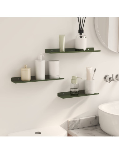 Scaffale da parete 3 pcs Verde oliva 40 x 9 x 2,5 cm