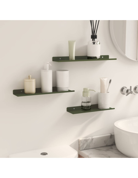 Scaffale da parete 3 pcs Verde oliva 40 x 9 x 2,5 cm