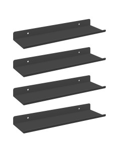 Mensola sospesa 4 pz Nero 30 x 9 x 2,5 cm Acciaio 2