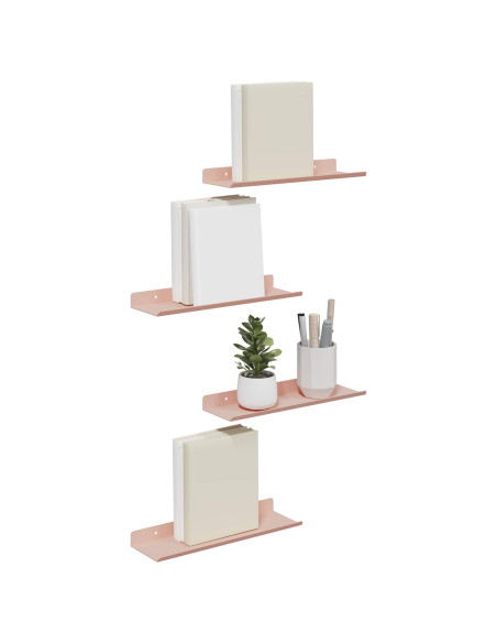 Scaffale da parete con lo scaffale 4 pcs Rosa 30 x 9 x 2,5 cm
