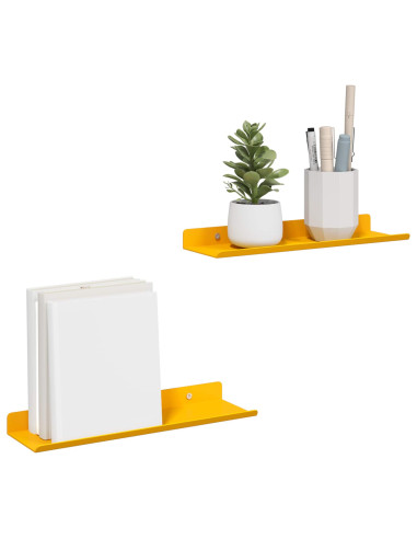 Scaffale da parete 2 pcs Giallo senape 30 x 9 x 2,5 cm