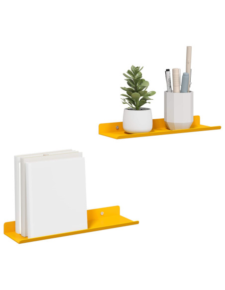 Scaffale da parete 2 pcs Giallo senape 30 x 9 x 2,5 cm