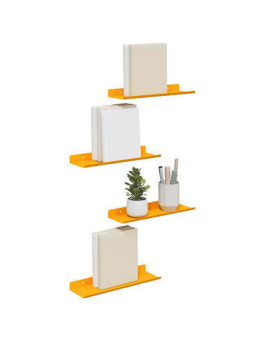 Scaffale da parete 4 pcs Giallo senape 30 x 9 x 2,5 cm