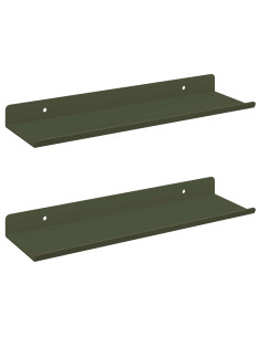 Scaffale da parete 2 pcs Verde oliva 30 x 9 x 2,5 cm 2