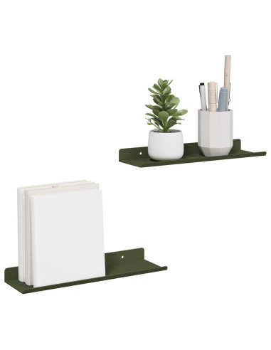 Scaffale da parete 2 pcs Verde oliva 30 x 9 x 2,5 cm