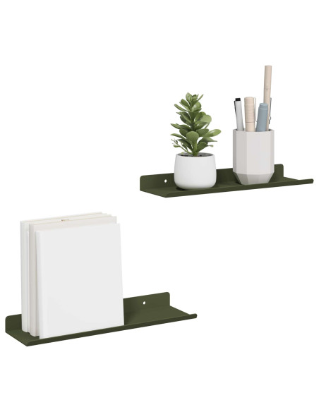 Scaffale da parete 2 pcs Verde oliva 30 x 9 x 2,5 cm