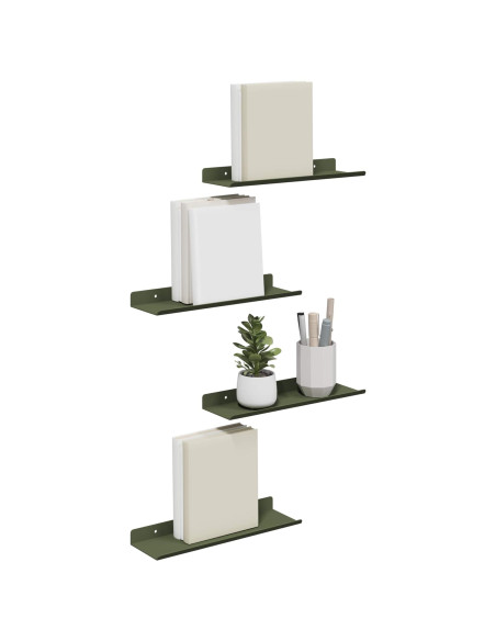 Scaffale da parete 4 pcs Verde oliva 30 x 9 x 2,5 cm