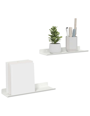 Scaffale da parete con lo scaffale 2 pcs Bianco 30 x 9 x 2,5 cm