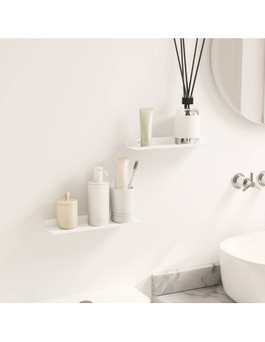 Scaffale da parete con lo scaffale 2 pcs Bianco 30 x 9 x 2,5 cm
