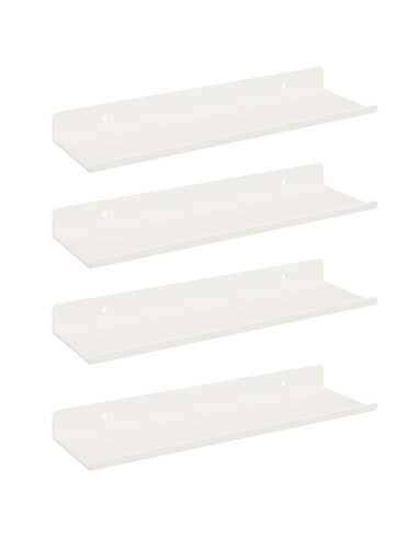 Scaffale da parete con lo scaffale 4 pcs Bianco 30 x 9 x 2,5 cm