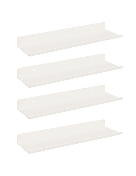 Scaffale da parete con lo scaffale 4 pcs Bianco 30 x 9 x 2,5 cm