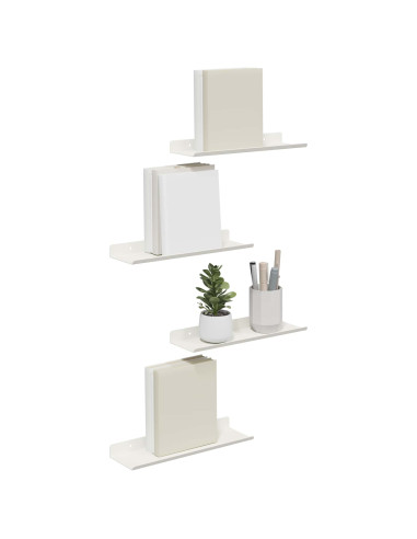 Scaffale da parete con lo scaffale 4 pcs Bianco 30 x 9 x 2,5 cm