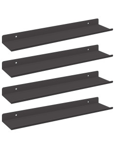 Scaffale da parete con lo scaffale 4 pcs Nero 40 x 9 x 2,5 cm 2