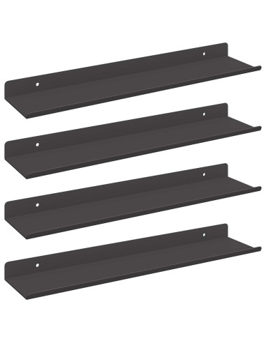 Scaffale da parete con lo scaffale 4 pcs Nero 40 x 9 x 2,5 cm
