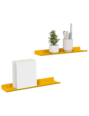 Scaffale da parete 2 pcs Giallo senape 40 x 9 x 2,5 cm