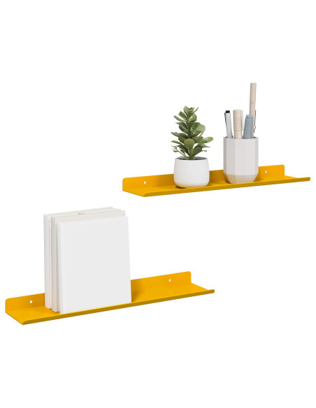 Scaffale da parete 2 pcs Giallo senape 40 x 9 x 2,5 cm