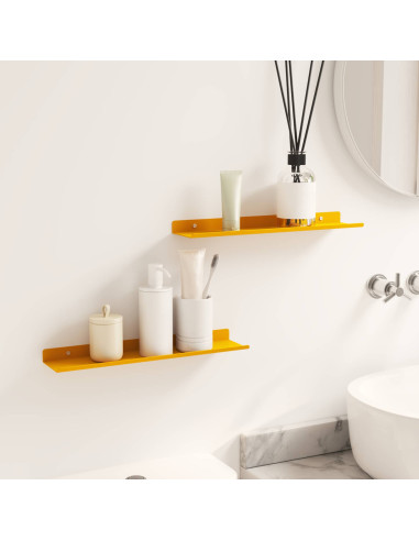 Scaffale da parete 2 pcs Giallo senape 40 x 9 x 2,5 cm