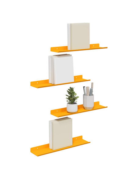 Scaffale da parete 4 pcs Giallo senape 40 x 9 x 2,5 cm