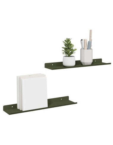 Scaffale da parete 2 pcs Verde oliva 40 x 9 x 2,5 cm