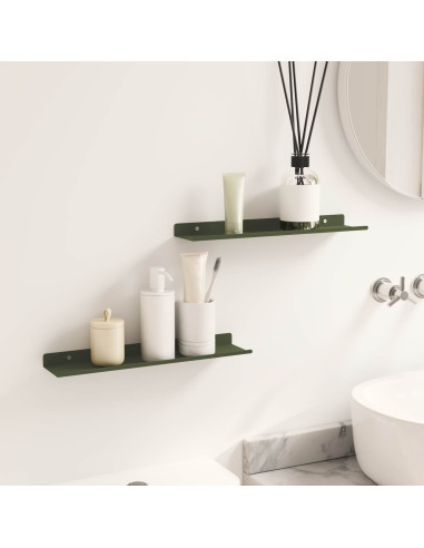 Scaffale da parete 2 pcs Verde oliva 40 x 9 x 2,5 cm