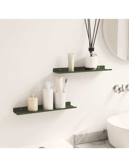 Scaffale da parete 2 pcs Verde oliva 40 x 9 x 2,5 cm