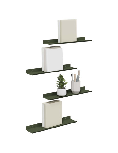 Scaffale da parete 4 pcs Verde oliva 40 x 9 x 2,5 cm