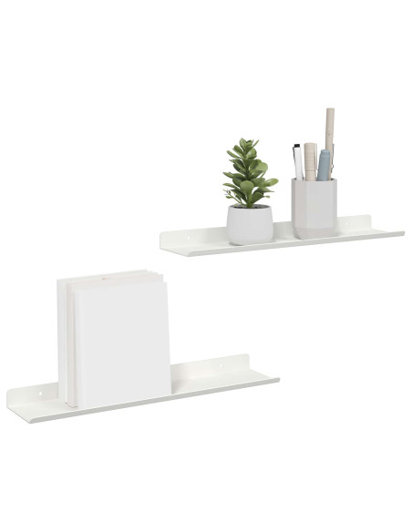 Scaffale da parete con lo scaffale 2 pcs Bianco 40 x 9 x 2,5 cm