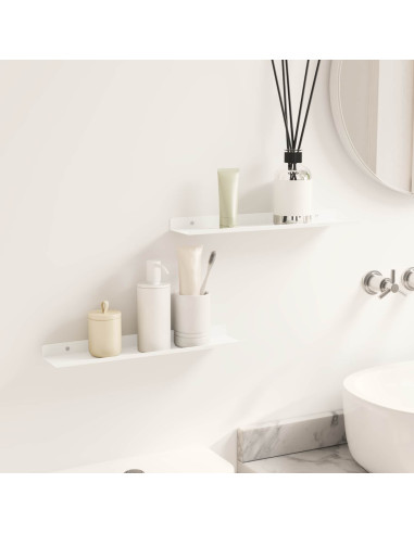 Scaffale da parete con lo scaffale 2 pcs Bianco 40 x 9 x 2,5 cm