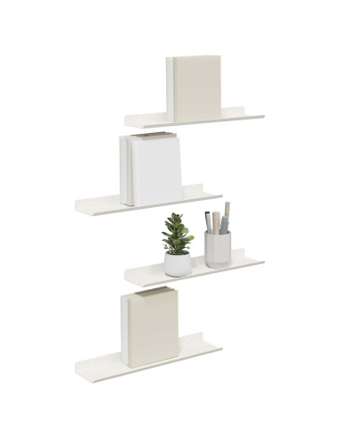 Scaffale da parete con lo scaffale 4 pcs Bianco 40 x 9 x 2,5 cm
