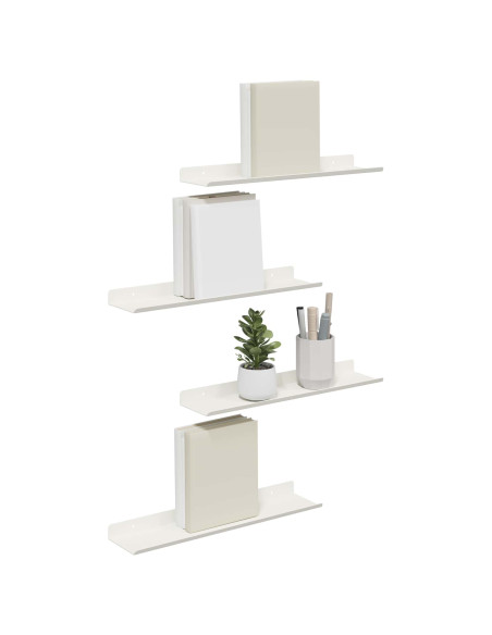 Scaffale da parete con lo scaffale 4 pcs Bianco 40 x 9 x 2,5 cm