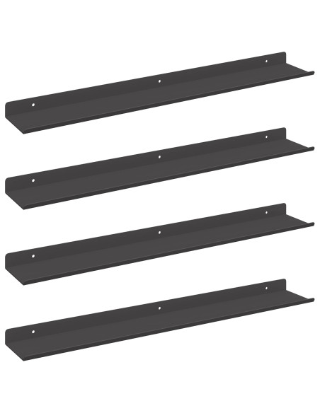 Scaffale da parete con lo scaffale 4 pcs Nero 60 x 9 x 2,5 cm